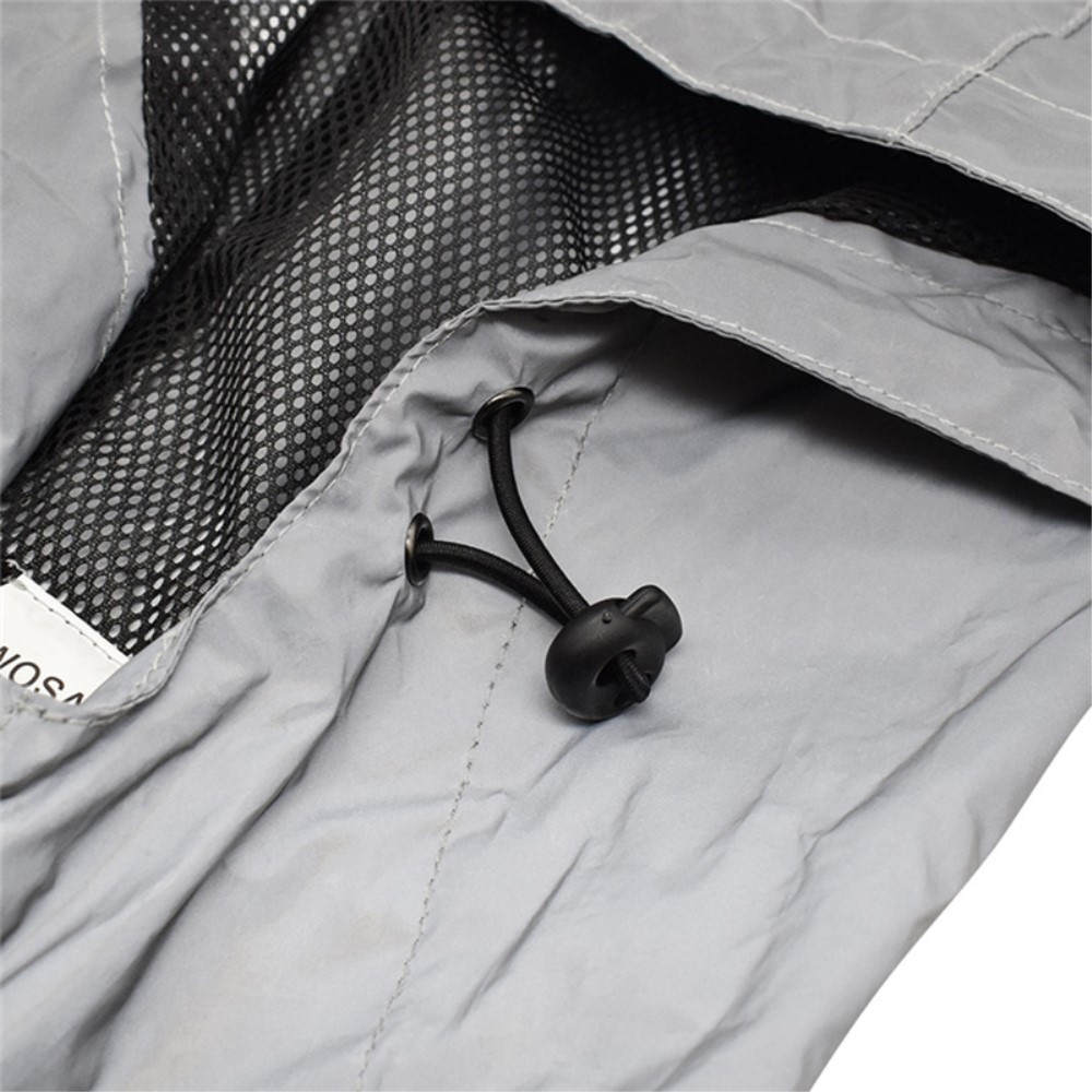 (Gr. XL) Wasserabweisende Outdoor Sport Jacke Regenjacke Reflektierende Windjacke - Silber
