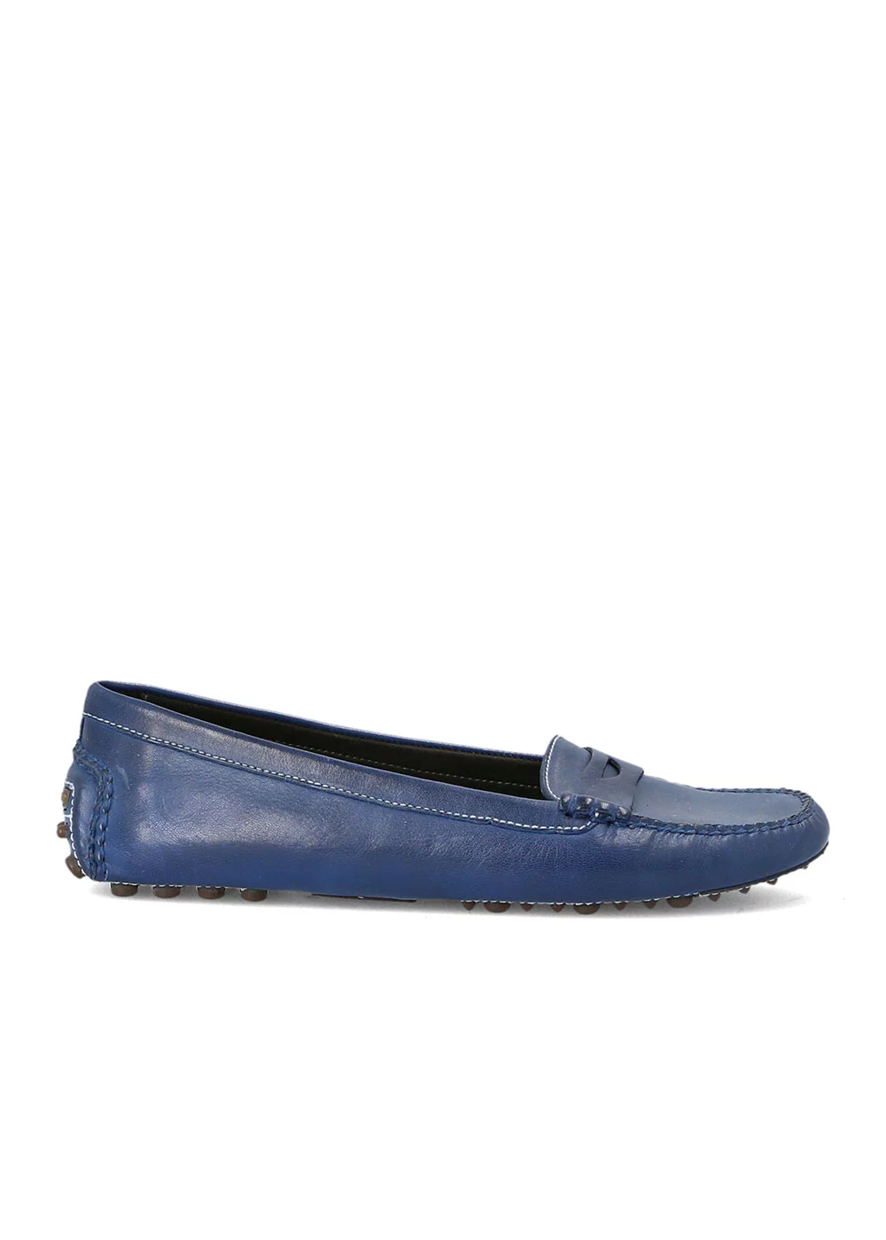 MOCASSIN ROUND DRIVER CUIR BLEU