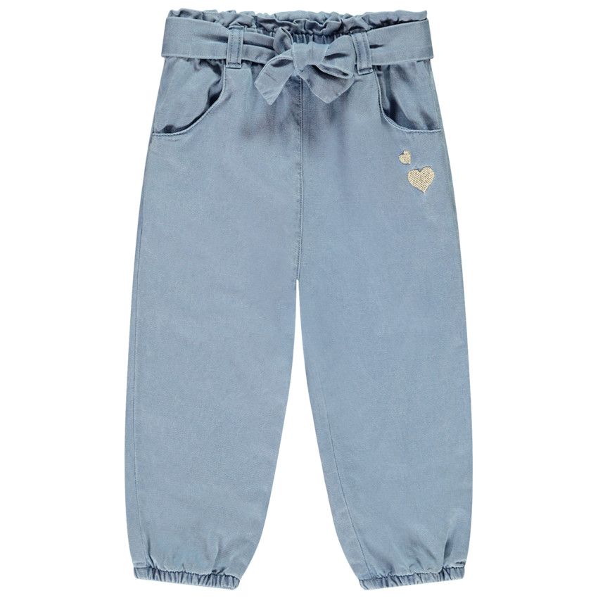 Pantalon avec ceinture motif noeud pour bébé fille - Bleu