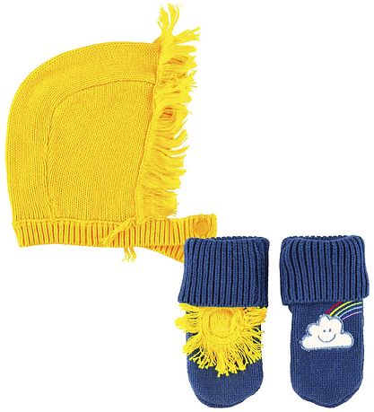 Stella McCartney Kids Fäustlinge/Babymütze - Wetter - Gelb/Navy