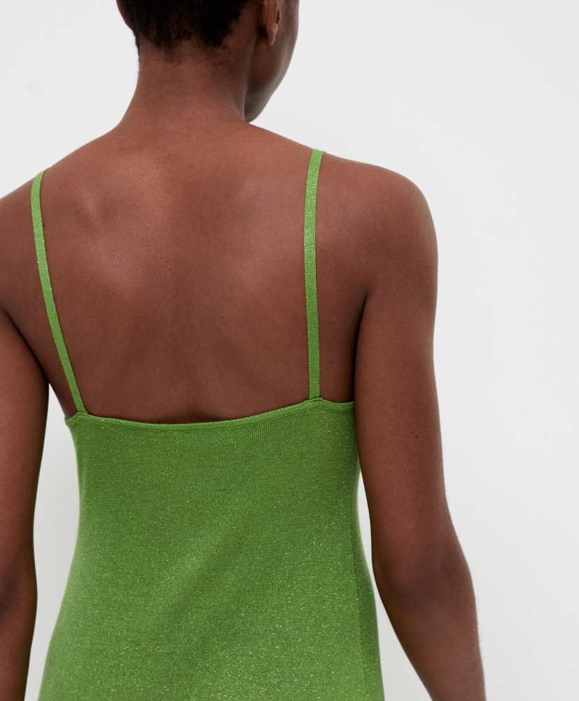 Vestido midi de malha brilhante com alças