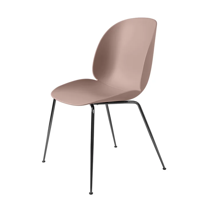 Gubi - Beetle Dining Chair, Conic Base schwarz / new beige (4er Set)