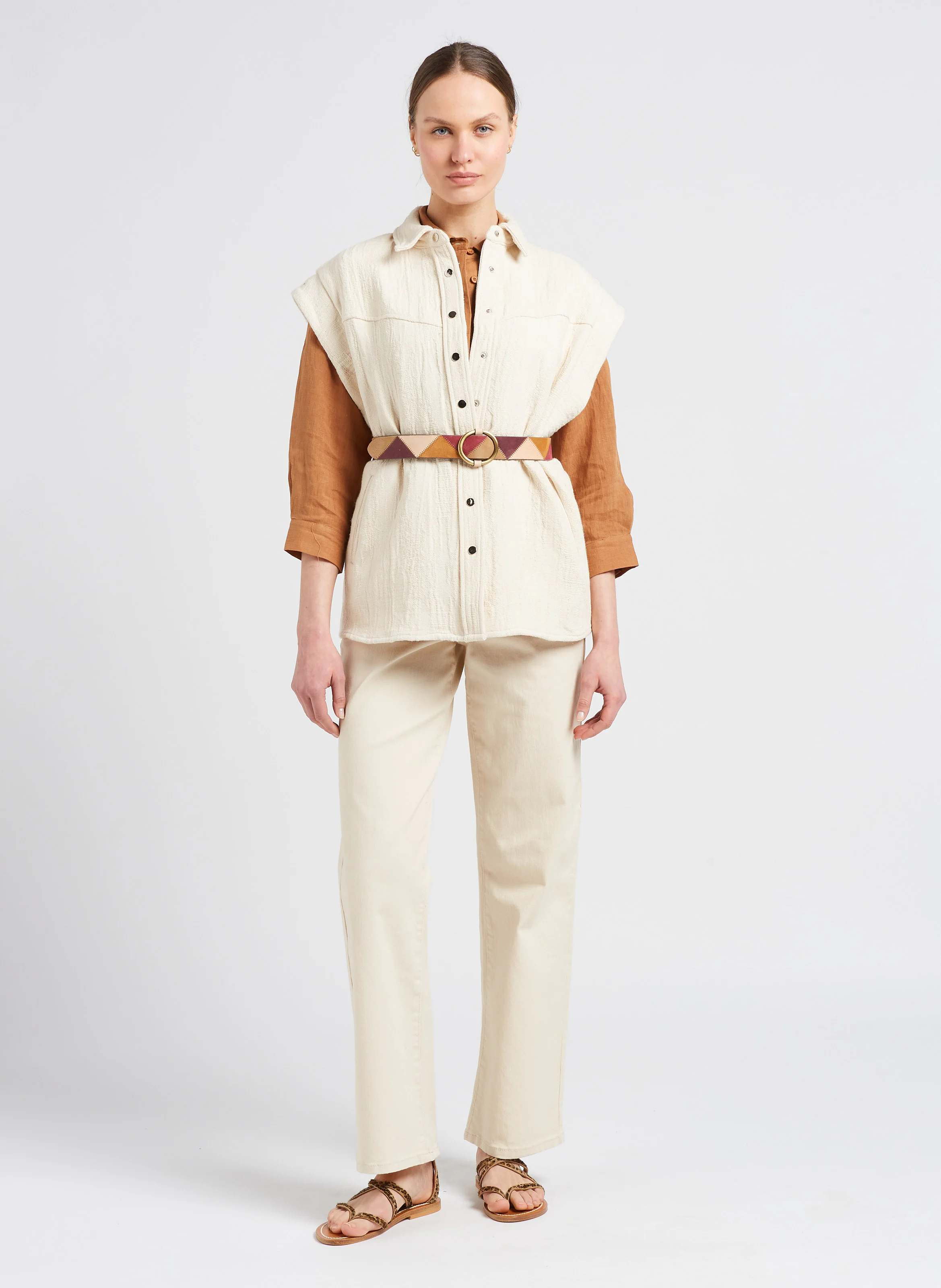 MARINA - Jean large en coton| Beige