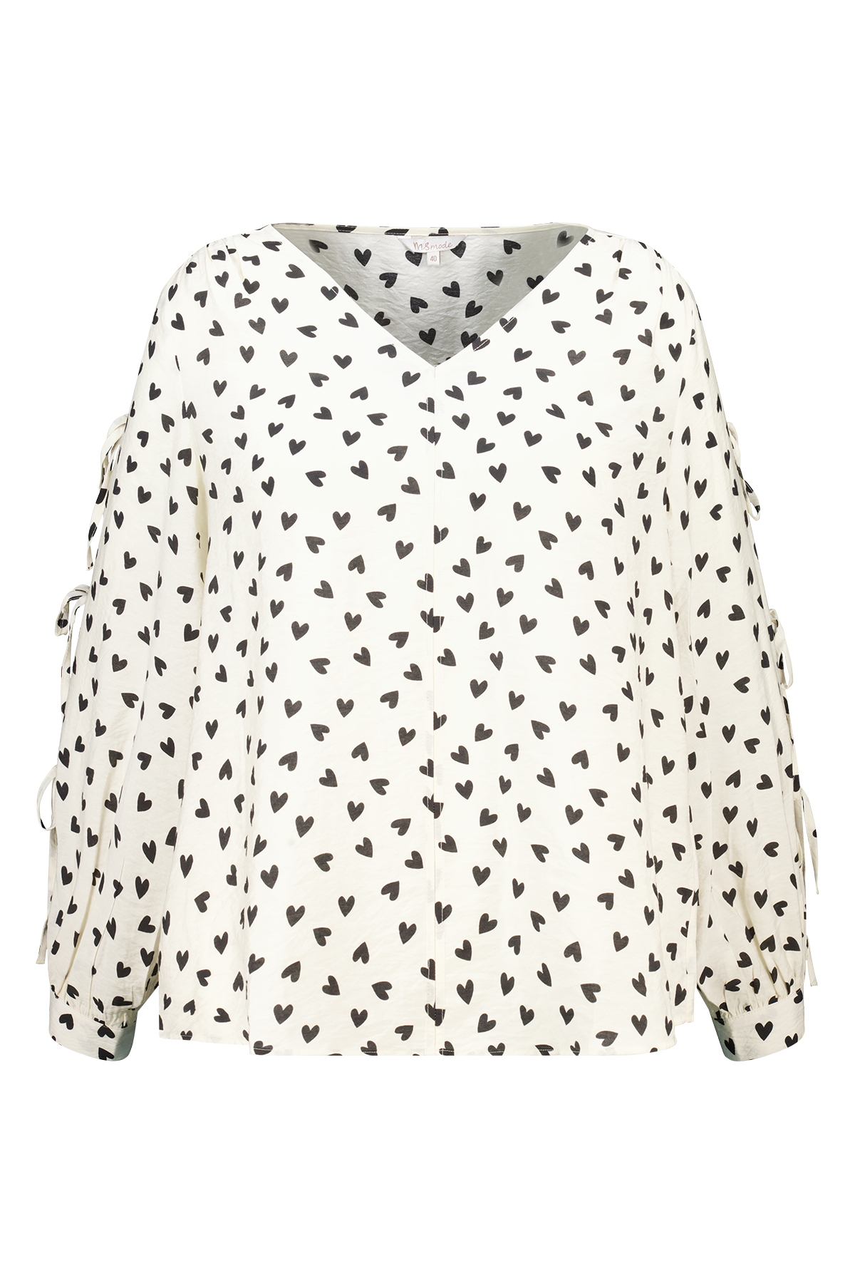 Blouse met strikdetail Multi zwart-wit