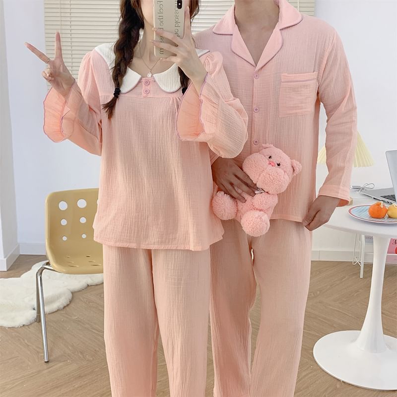Siensien - Bijpassende pyjamaset voor koppels: top met lange mouwen + broek