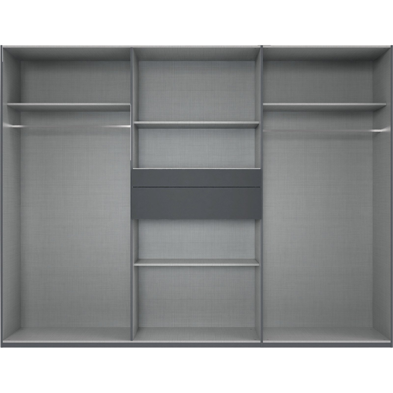 Drehtürenschrank Eliana, Dekor Graphit, 270 x 208 x 58 cm, mit Spiegel