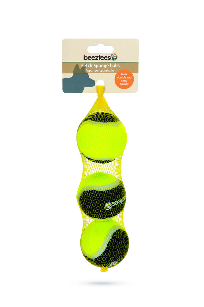 Beeztees Fetch Sponsbal - Hondenspeelgoed - Zwart Geel - 27x6.3x6.5 cm