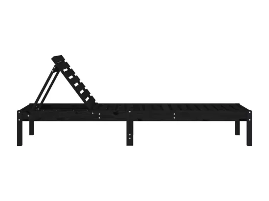 Chaises longues lot de 2 noir 199,5x60x74 cm bois massif de pin
