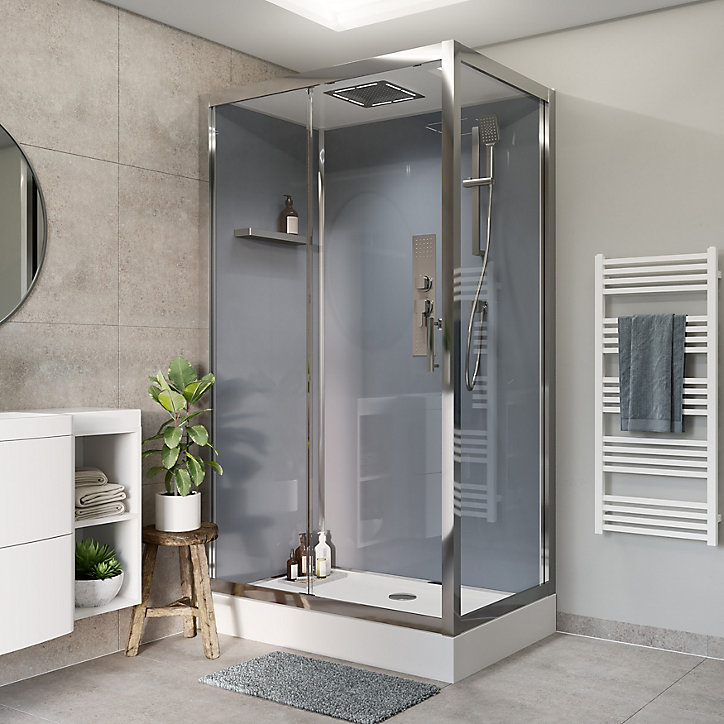 Cabine de douche hydromassante droite chromé GoodHome Beloya 80 x 120 cm