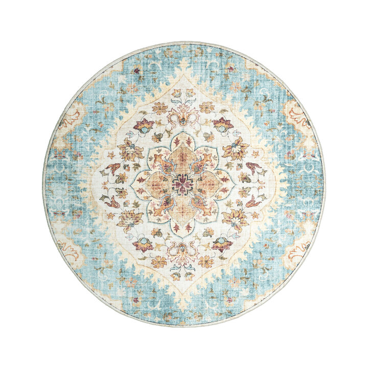 Rond vintage buitenkleed - Santo Mandala Lichtblauw