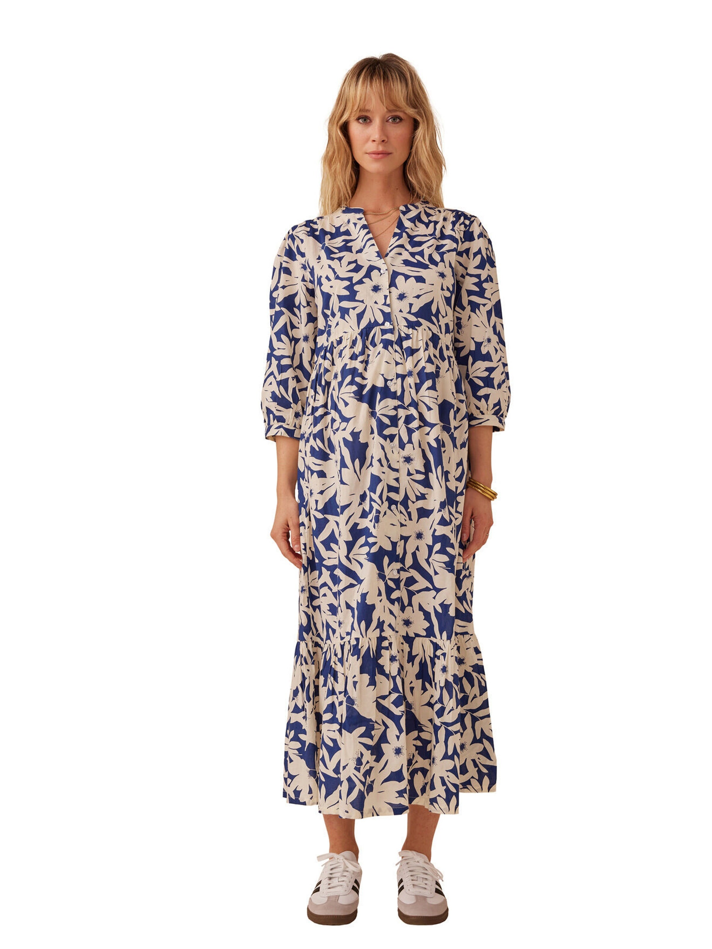 Envie de Fraise Langes Boho-Kleid für Schwangerschaft & Stillzeit königsblau