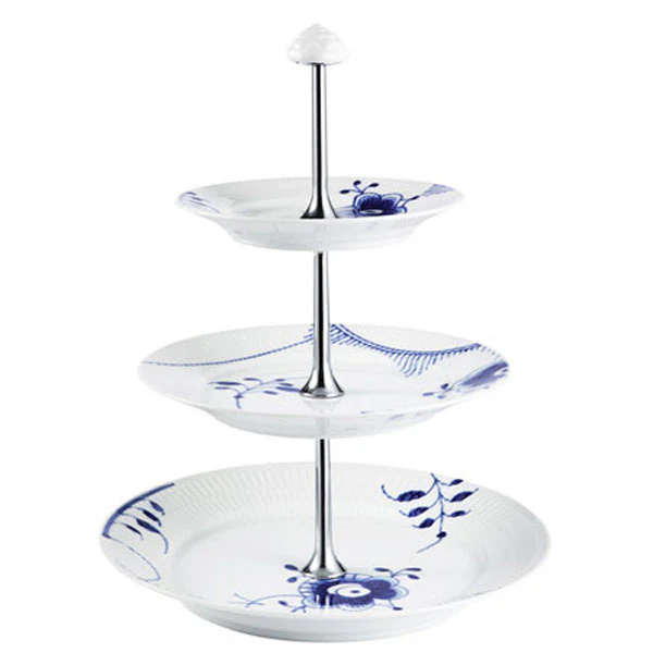 Royal Copenhagen  Blå Mega riflet Etagere - 35 cm.
