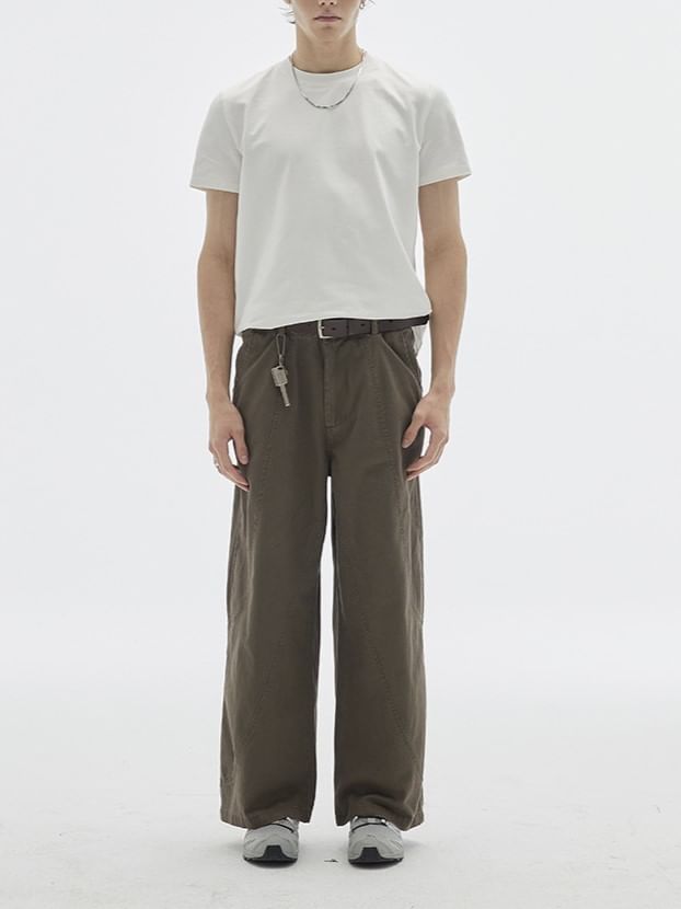 Omozando - Mid Rise Plain Wide Leg Pants