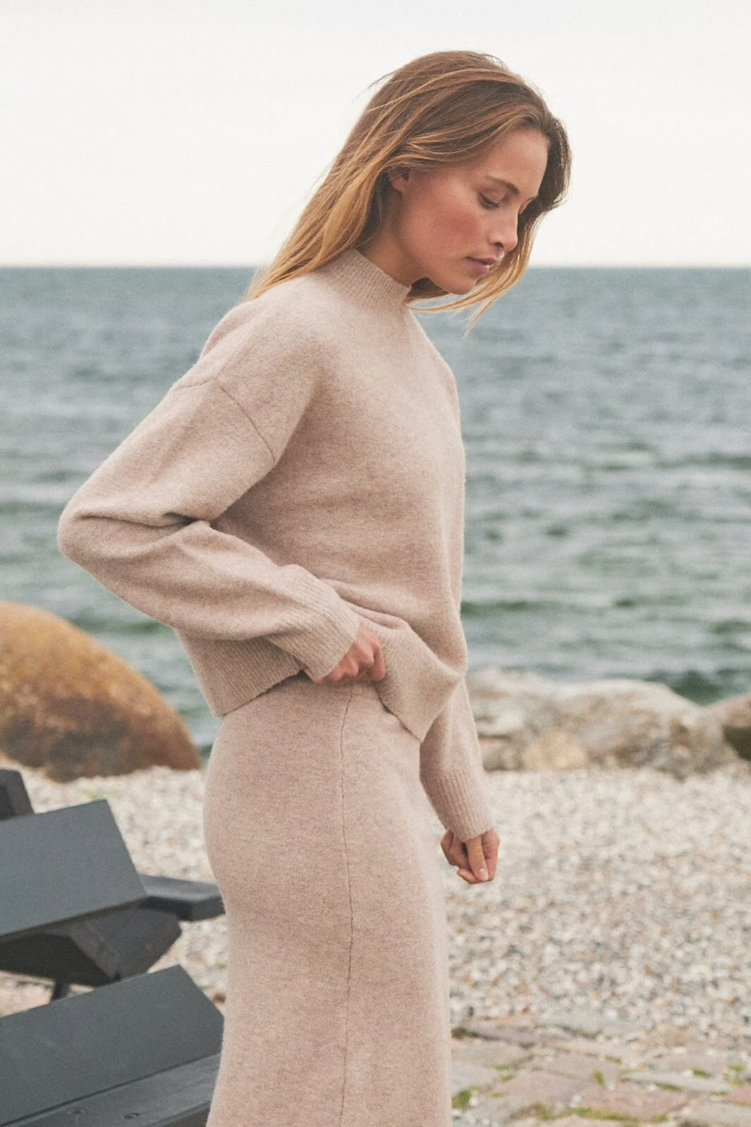 Neo Noir Paulina Knit Blouse sand melange
