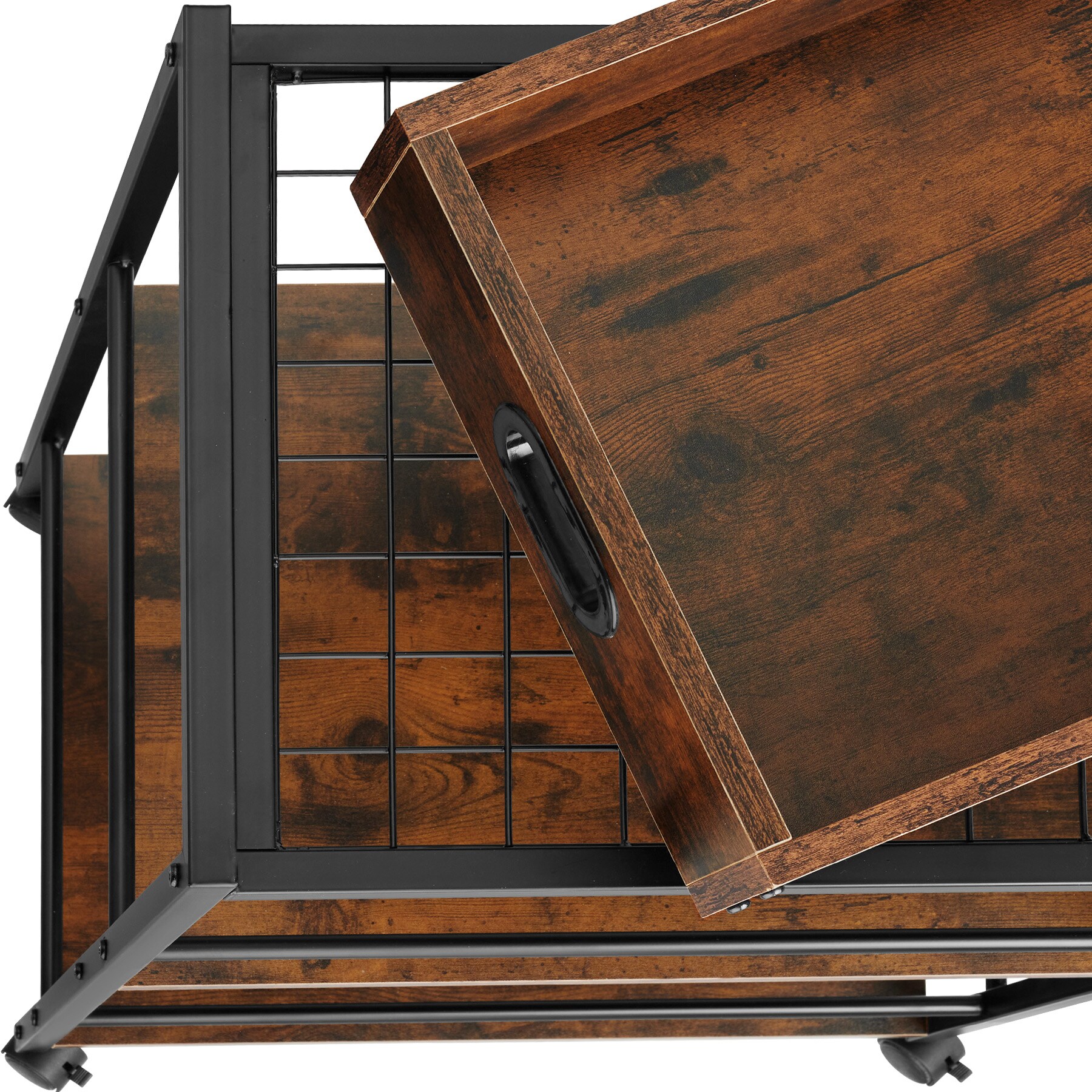 tectake® Servierwagen , Industrial Style, 3 Ebenen und abnehmbares Tablett, 65 x 41,5 x 87 cm