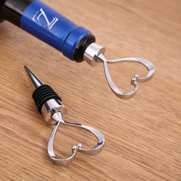 3-Pack vinkork med metallhjerte - Vinstopper Vinpropp Sølv