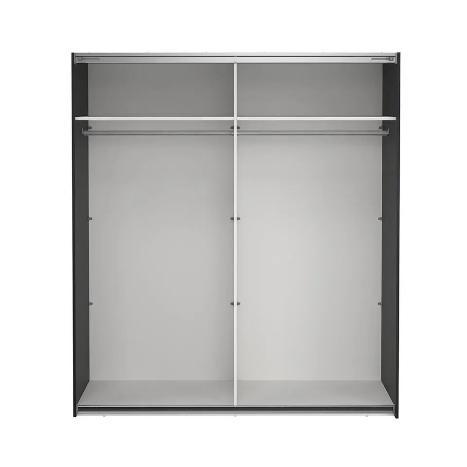 Hioshop Como schuifdeurkast 2 deuren 180x200cm mat zwart