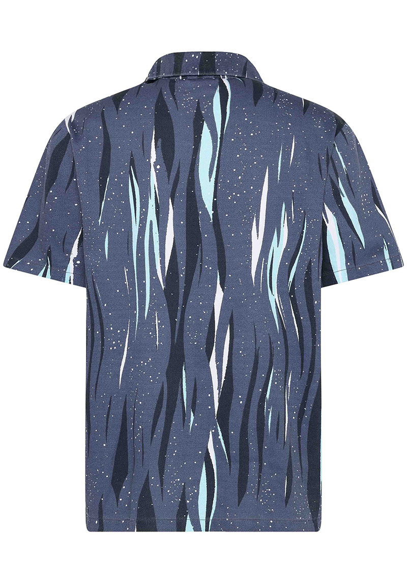Knowledge Cotton Apparel Hemd Box Fit SS Northern Lights Shirt Blue