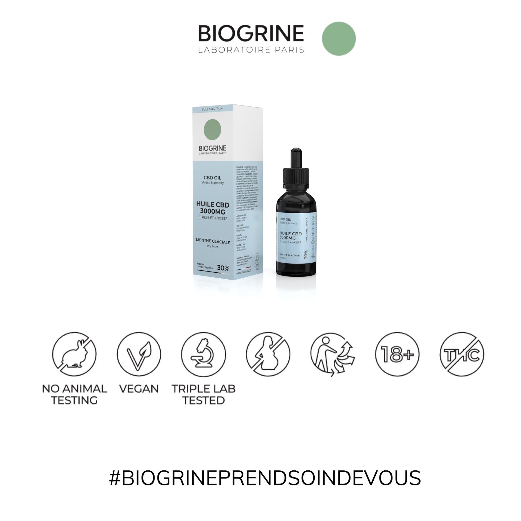 BIOGRINE CBD-ÖL 30 % Eis-Minz