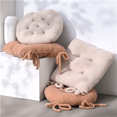 Galette de chaise carrée tissu bouclette - Lot de 2