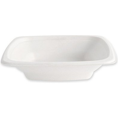 Plat en canne à sucre, carré, 400 ml, blanc