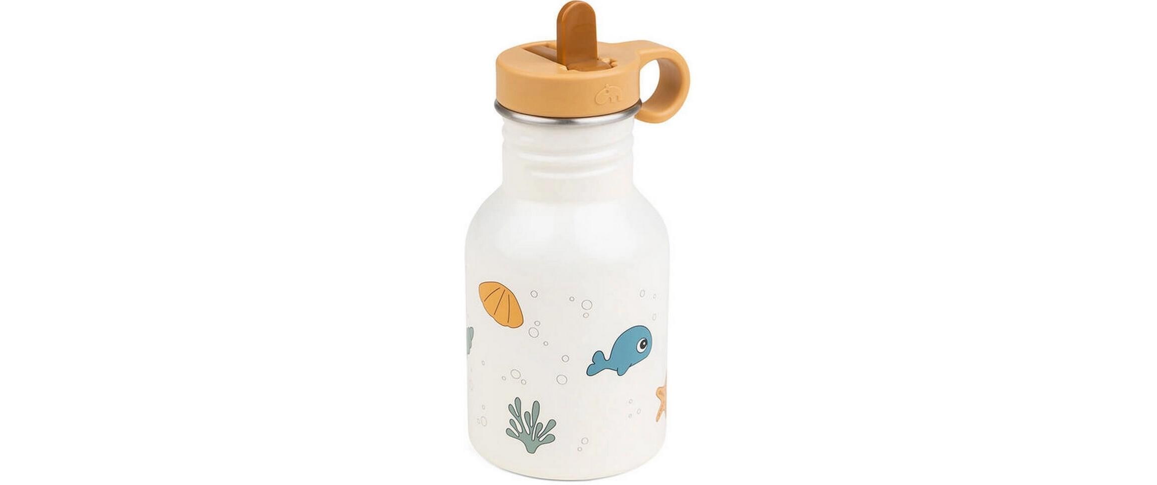 Trinkflasche Sea Friends Beige 350 mlEdelstahlflasche mit Strohhalm