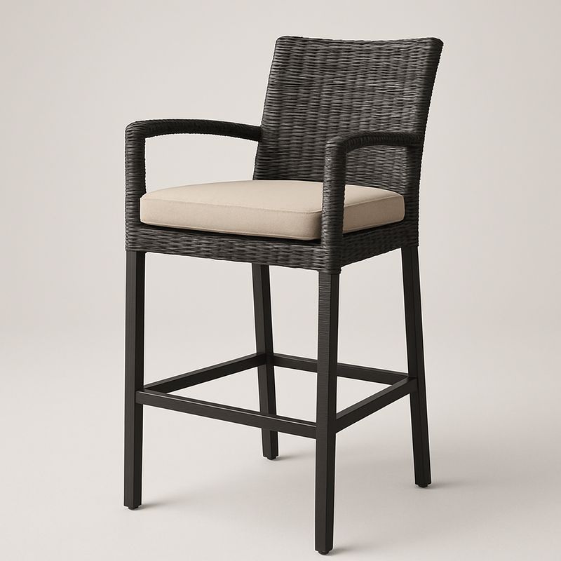 Stuhl aus Rattan und Aluminium mit Sitzkissen Beige 110 cm