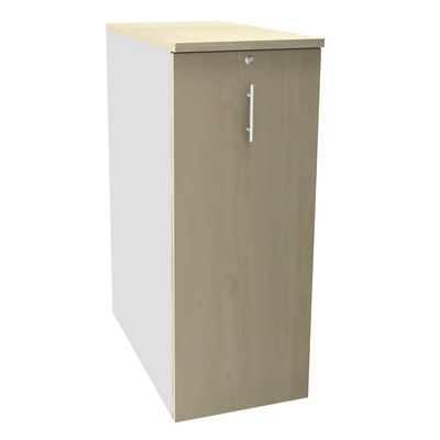 Caisson TOWER - L44 x H114 x P80 cm - 3 tablettes + 1 support DS réglable - structure blanc perle - dessus et façade imitation érable