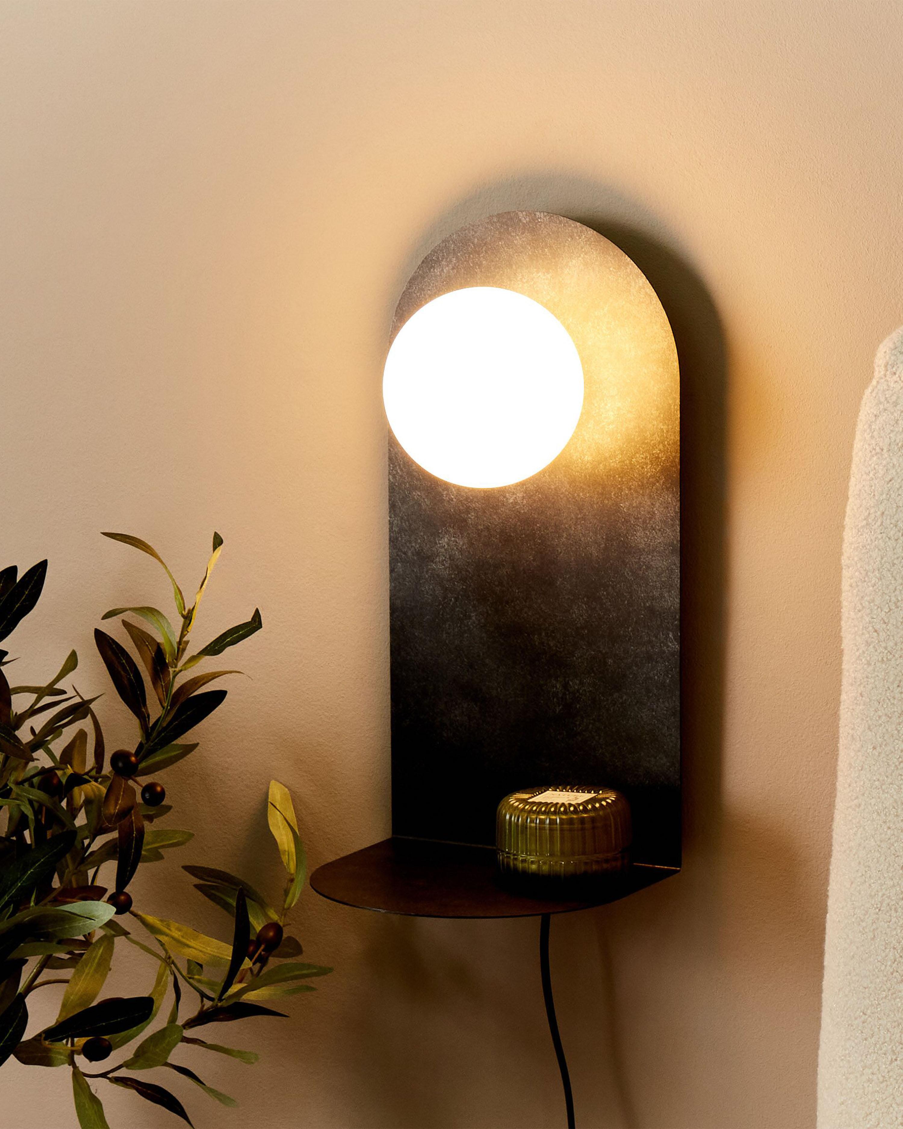 Wandlamp MAPI met plank Metaal Grafietgrijs
