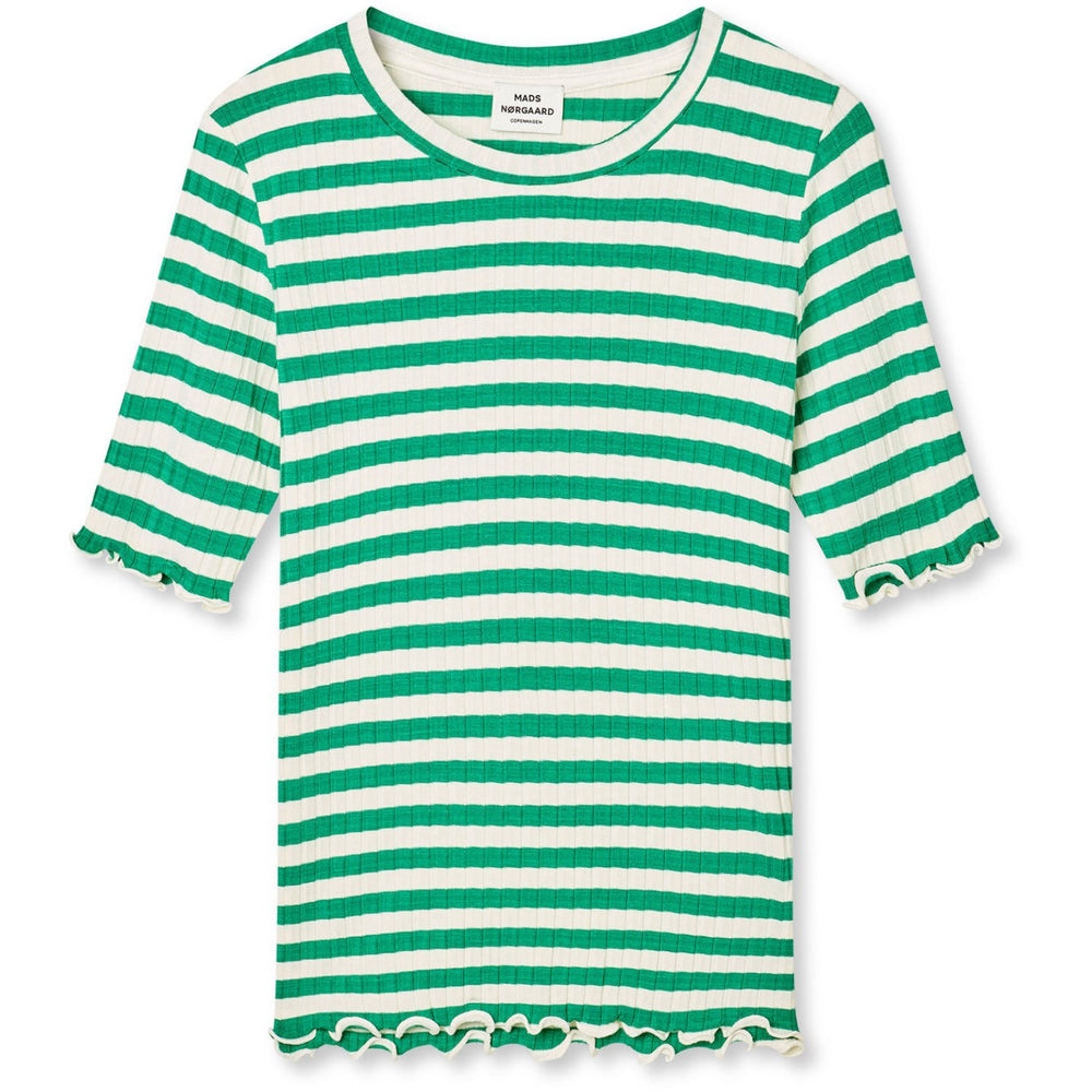 Køb Mads Nørgaard Vanilla Ice/Grøn 5X5 Classic Stripe Tuviana Tee