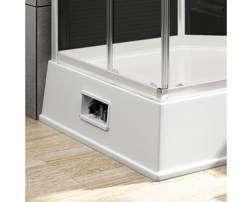 SCHULTE Korfu Express Plus complete douche-unit 94 x 110 x 215 cm zwart aluminium-natuur inclusief boiler en pomp