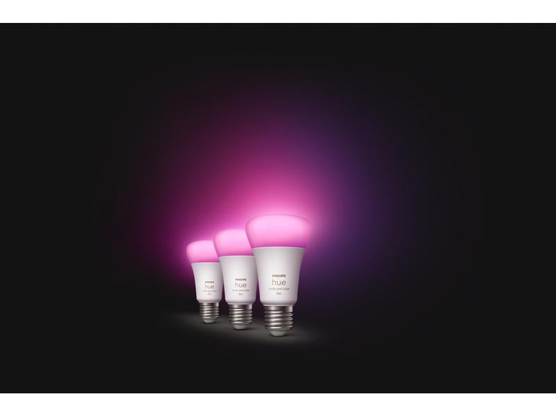 Philips Hue Leuchtmittel White & Color Ambiance, E27, 3 Stü Per Bluetooth steuerbares Hue E27-Leuchtmittel