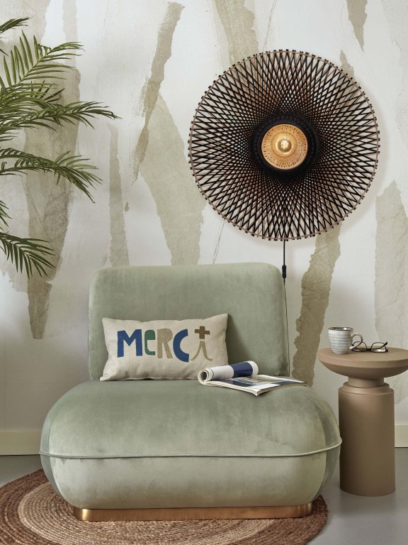 Good&Mojo Kalimantan wandlamp large Ø87 zwart/naturel
