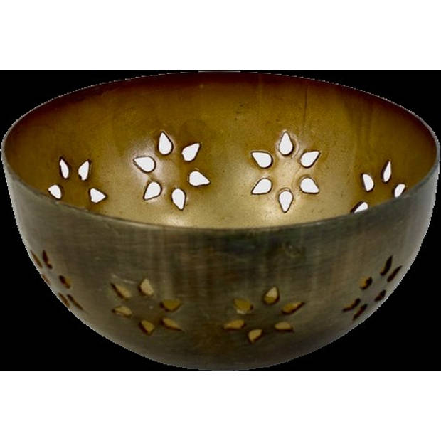 Schaaltje amberblokjes bloemen Goud
