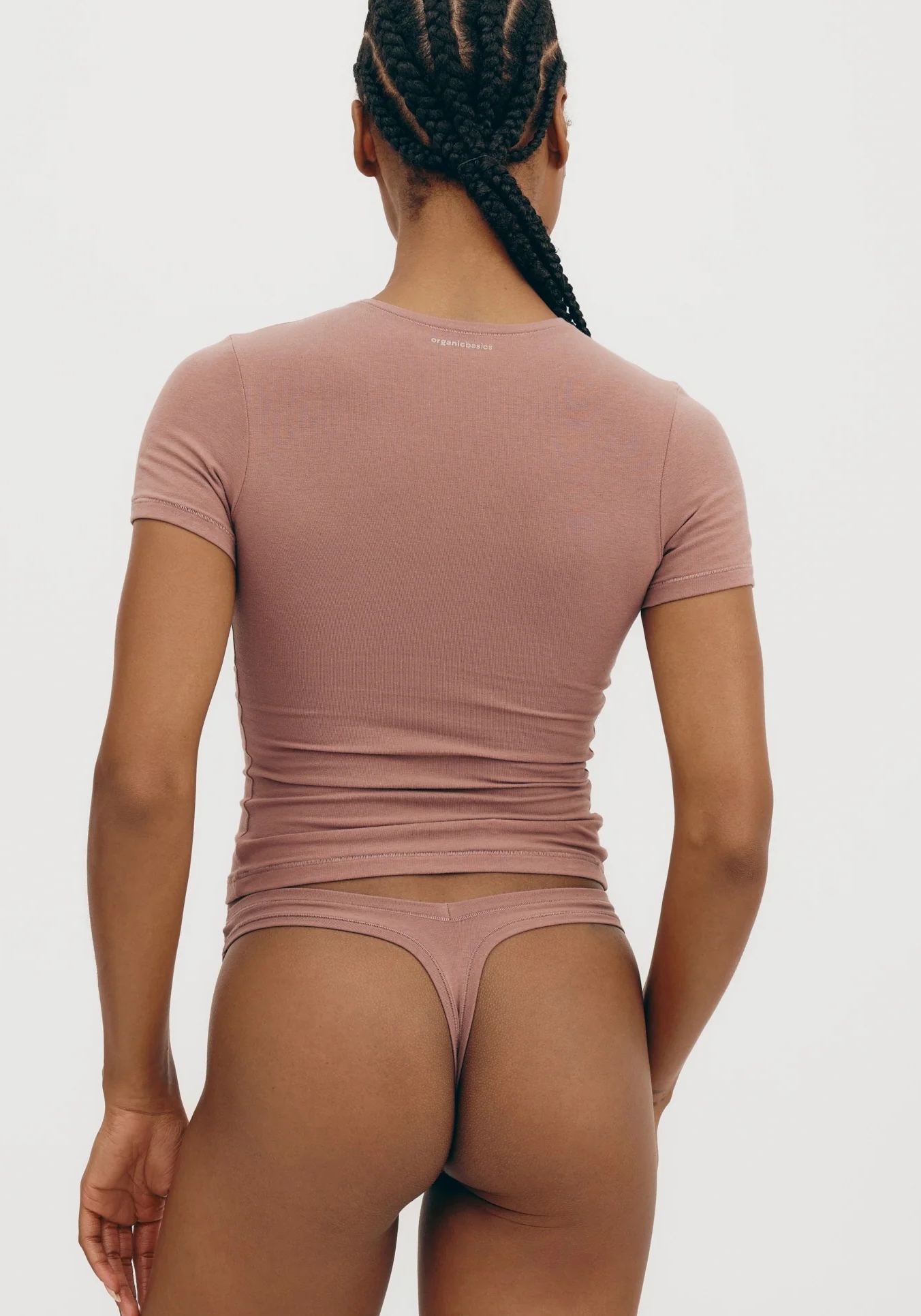 Organic Basics 3er-Pack Thongs Flex Off White Rose Wood Black