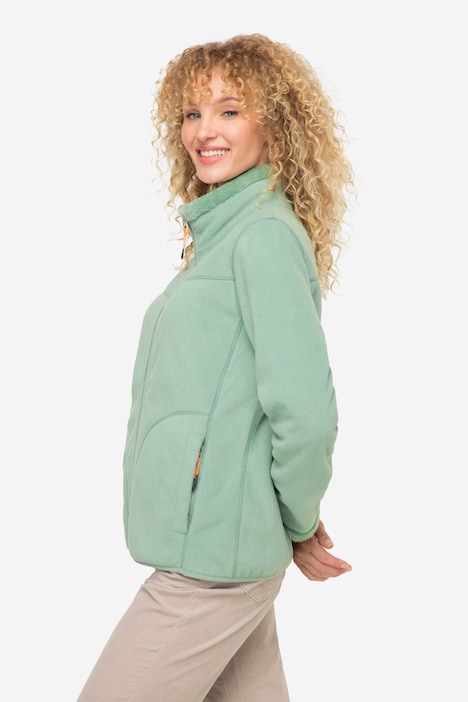 Wende-Jacke, Fleece- und Teddy-Seite, Stehkragen, Langarm