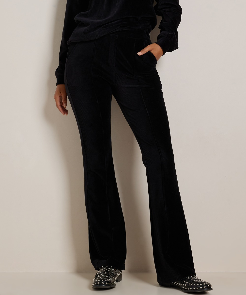 flared fit broek rib velvet naad