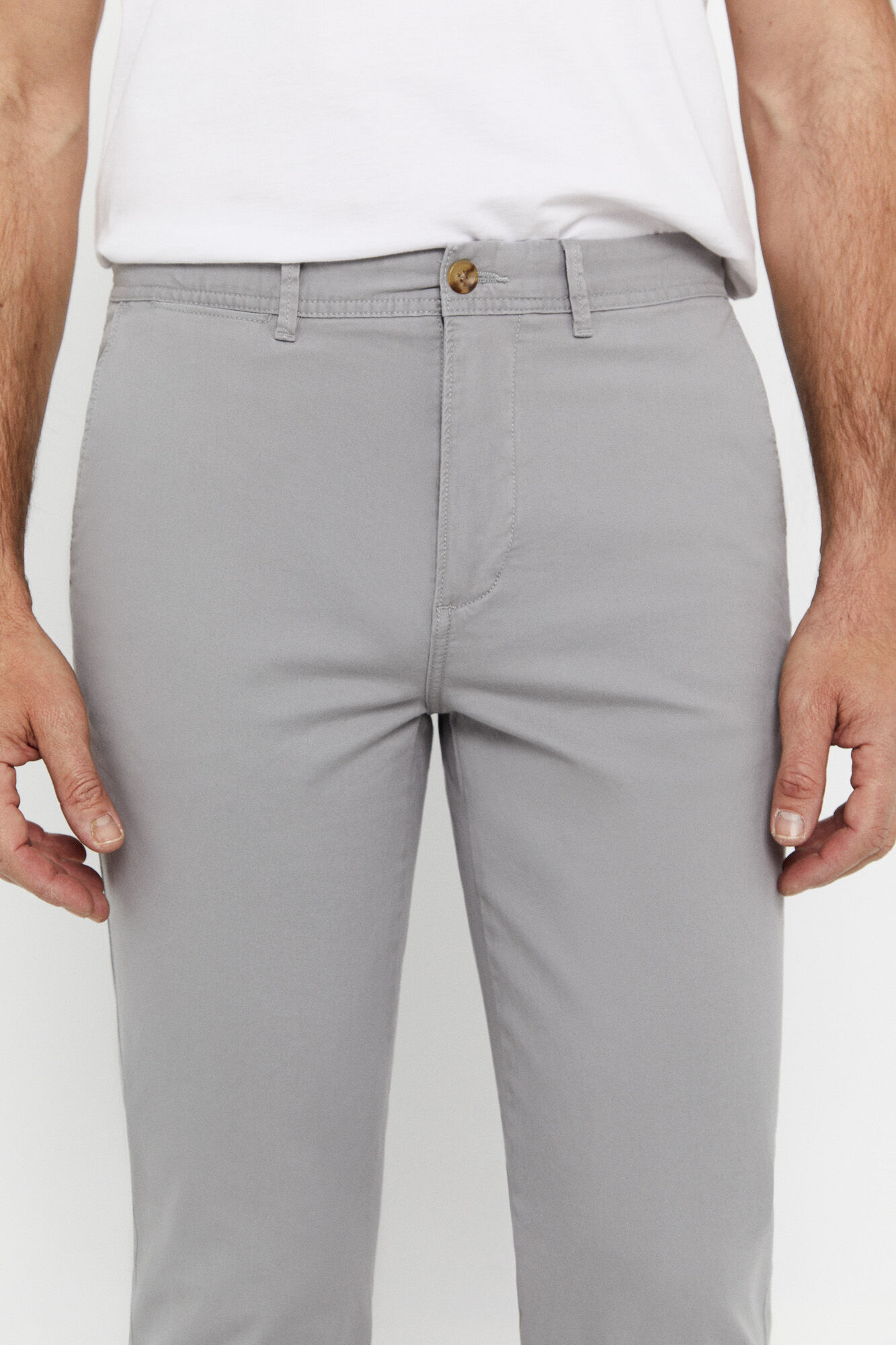 Calça chino de corte regular - Cinza