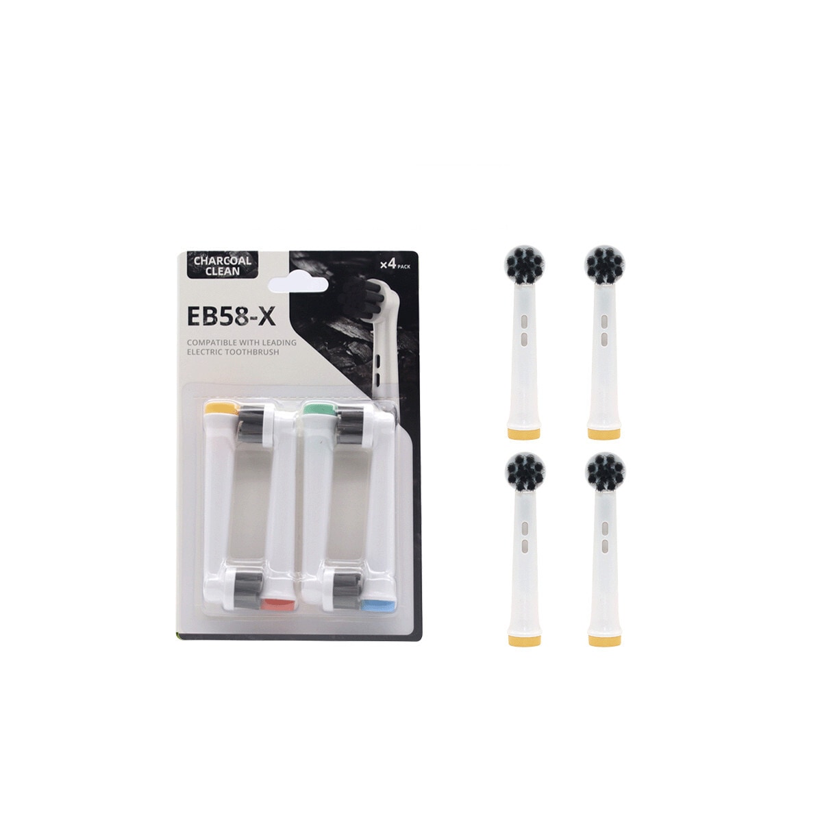16-Pack erstatning tannbørstehoder Bamboo Charcoal Clean Flerfarget Oral-B D4510, D12013, D12013W, D12523, D17525, D18