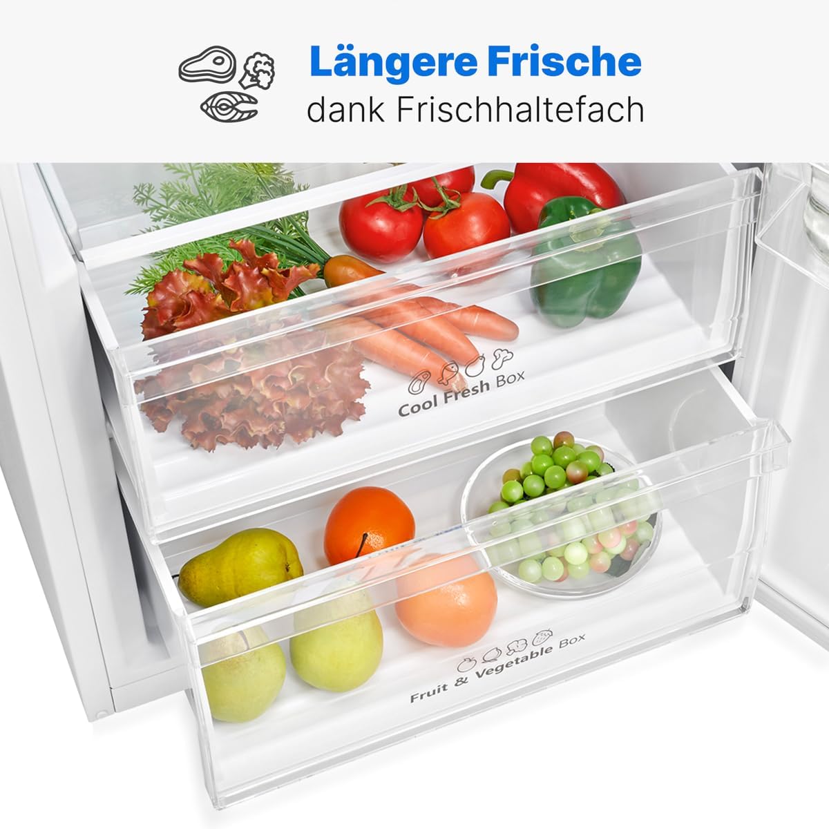 Bomann® Kühlschrank ohne Gefrierfach | 322L | 172cm Kühlschrank | Schnellkühlfunktion | MultiAirflow für gleichmäßige Kühlung | Getränkekühlschrank | 5 Ablagen | Türanschlag wechselbar | VS 7345 weiß