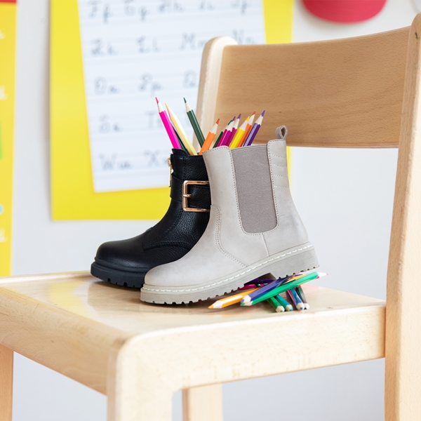 TwoDay leren meisjes chelsea boots beige