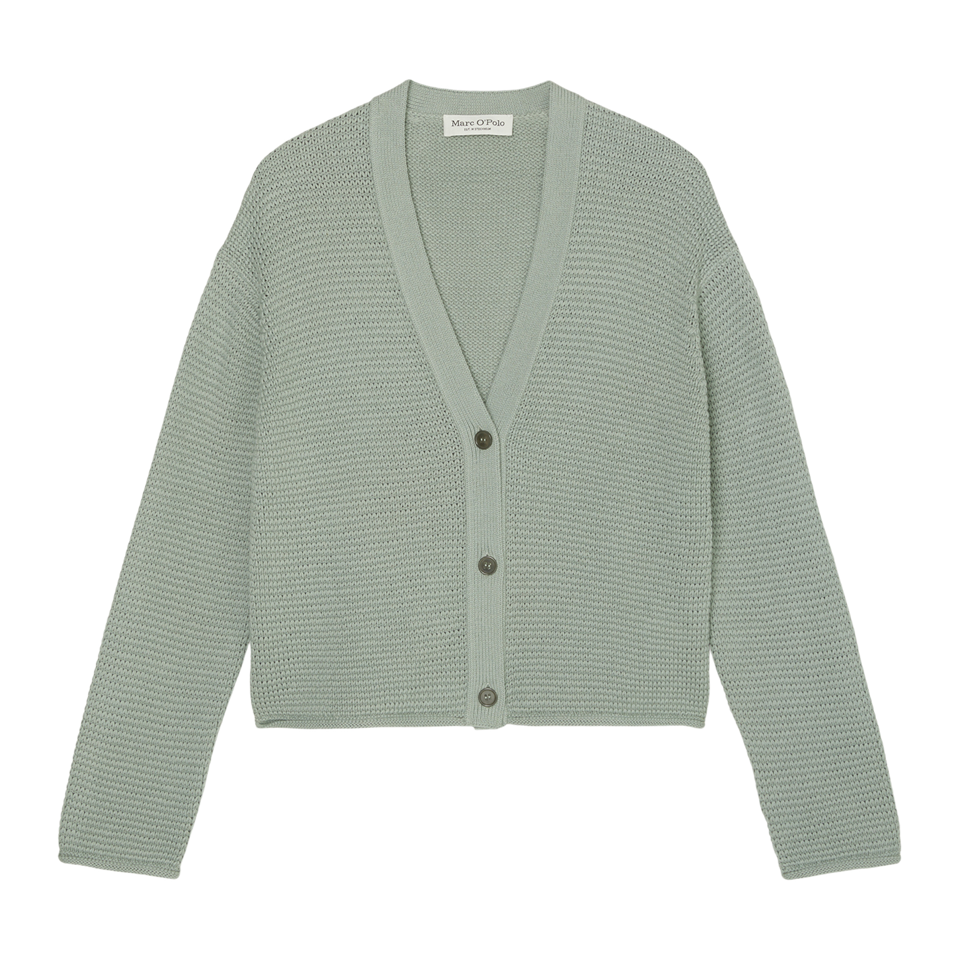 Gilet droit col V en coton bio | Vert