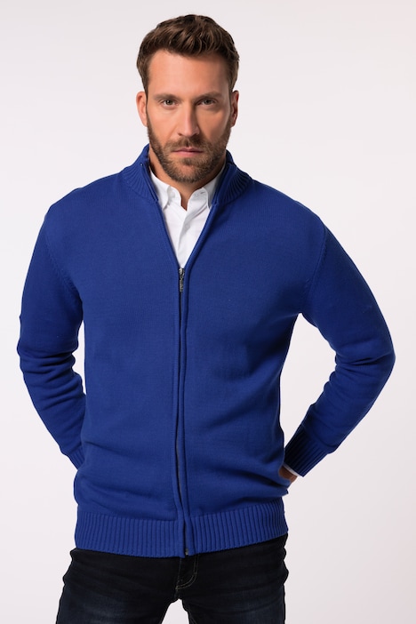 Strickjacke, Stehkragen, Rippbündchen