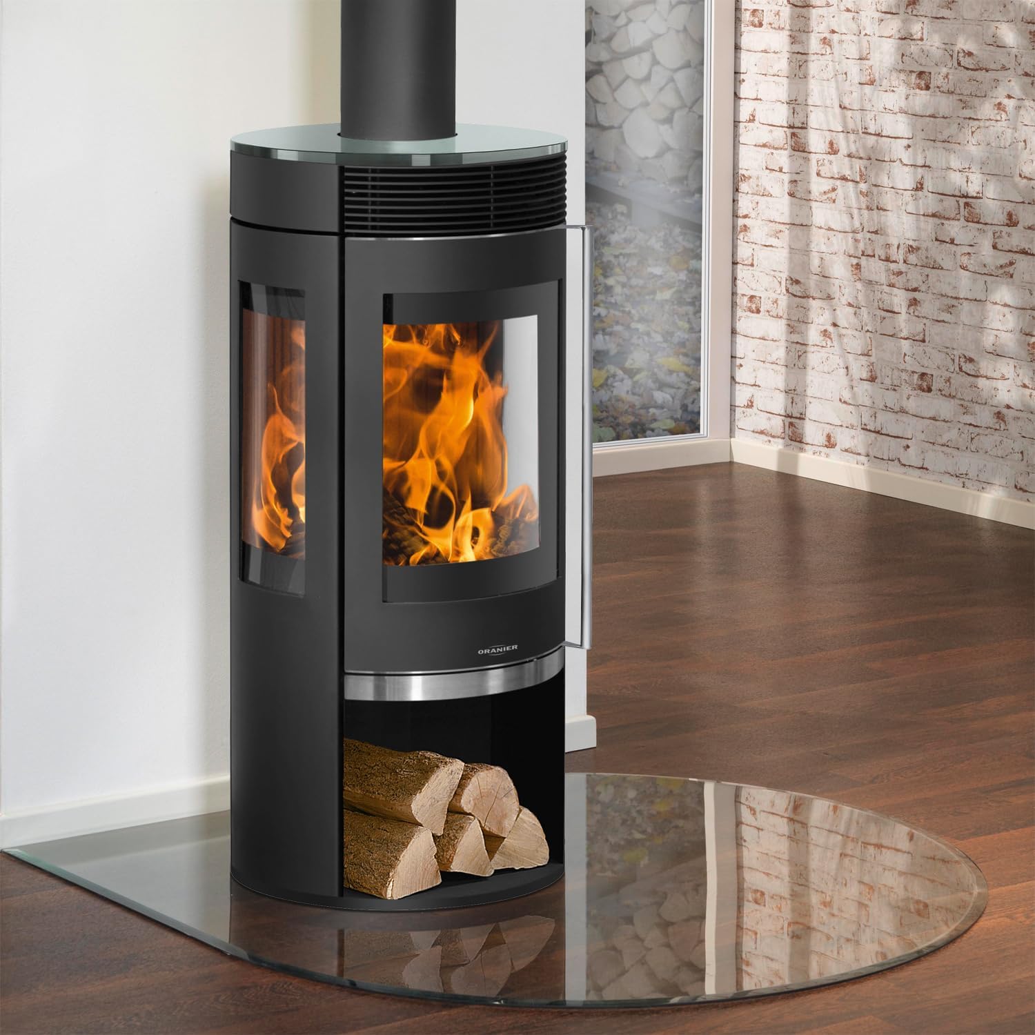 Oranier 5794 30 Rota TRE 2.0 Kaminofen Stahl Schwarz mit Glas-Abdeckplatte/A