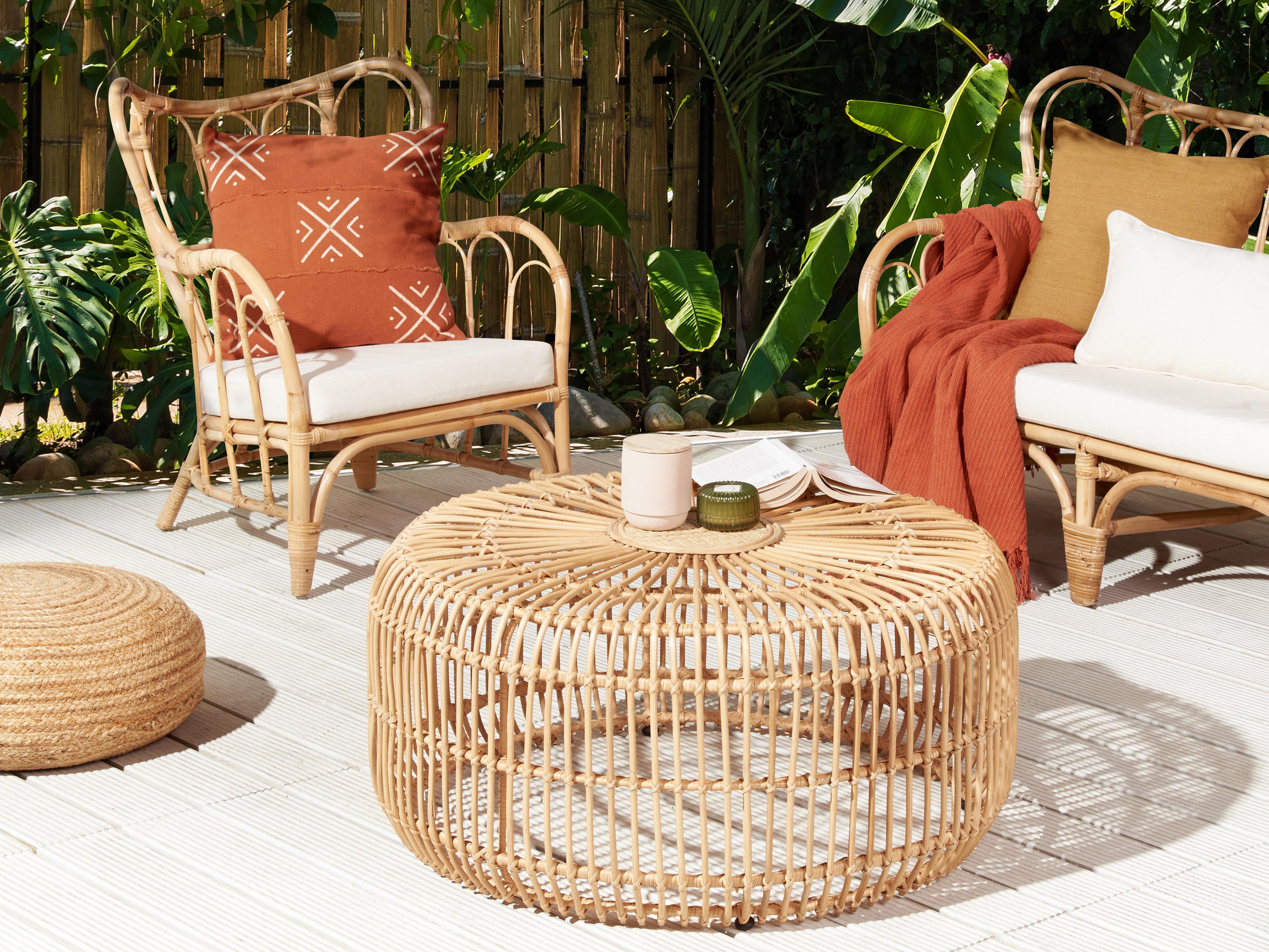 Tuin salontafel RANDAZZO 85 cm 85 cm Rotan Lichtbruin