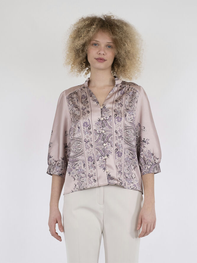 Neo Noir Roselle Paisley Border Blouse Dusty rose