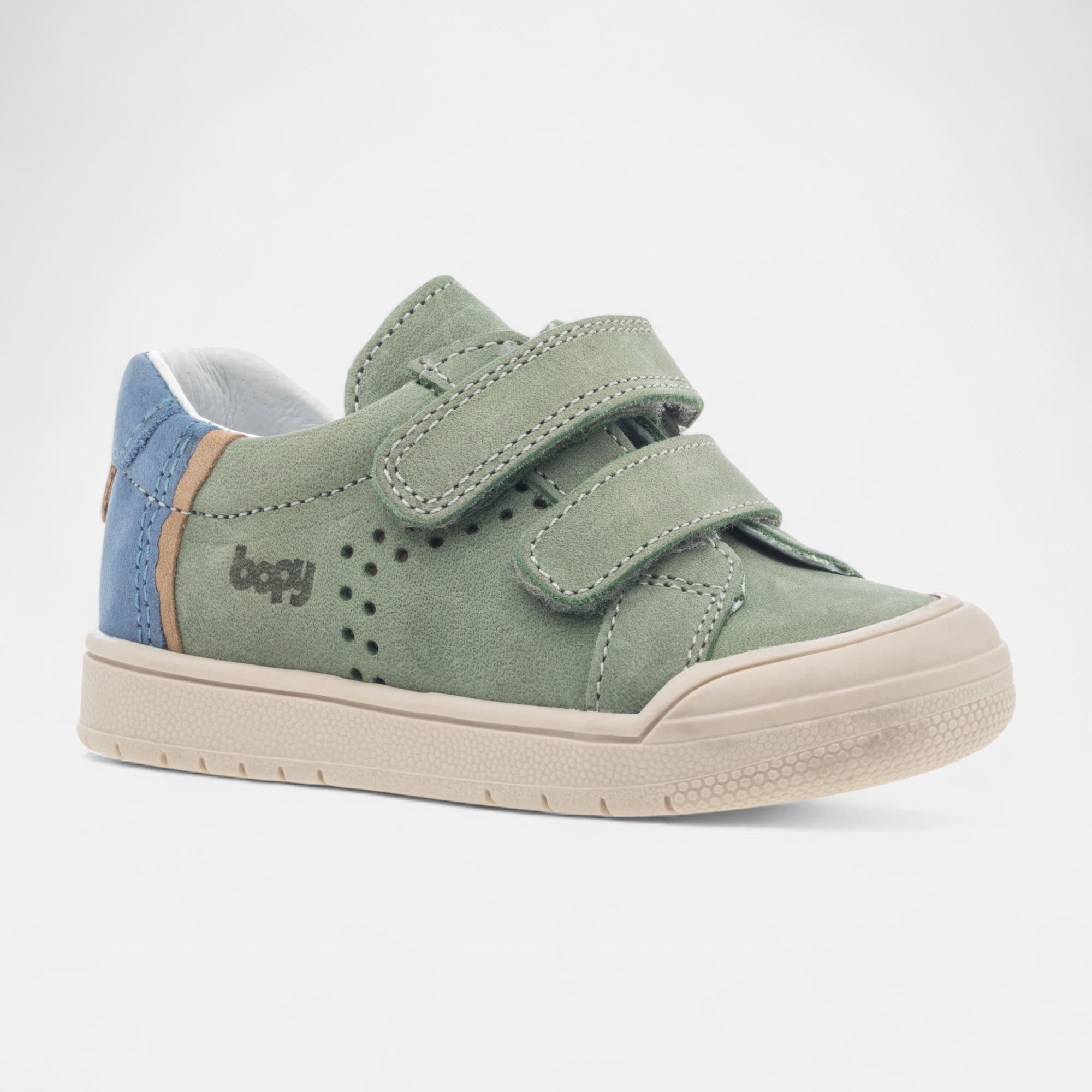 Baskets basses Bébé garçon en cuir vert clair