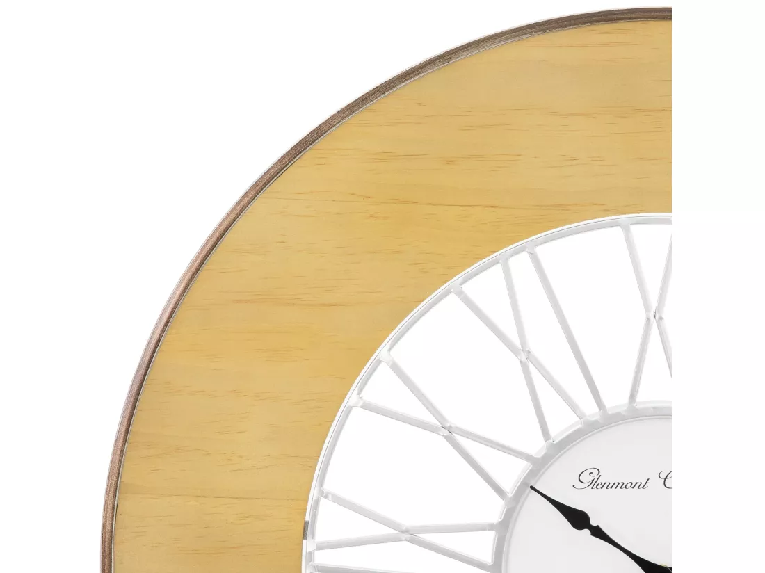 Grande horloge murale XXL ronde Ø 85 cm bois/métal rétro silencieux Alfheim