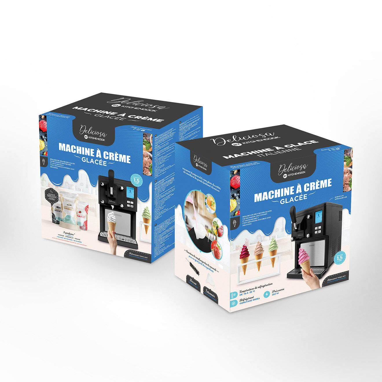 Kitchencook Turbine à glace semi-professionnelle pour glaces à l'italienne multicolore