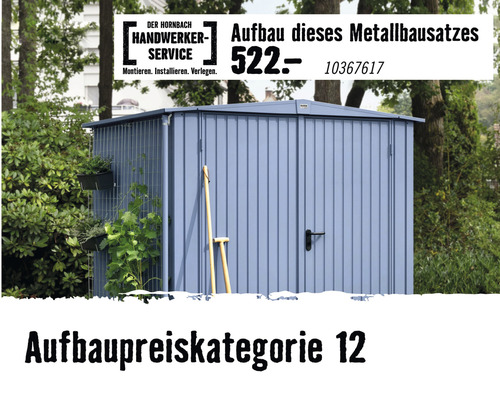 Biohort AvantGarde tuinhuis met dubbele deuren, formaat A2, inclusief plank en gereedschapshouder, 180 x 260 cm, donkergrijs metallic